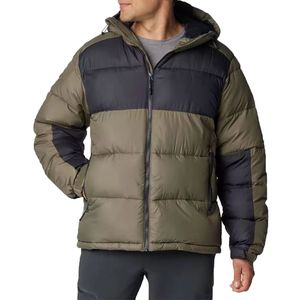 Men's Hooded Puffer Jacket Color Blocking Down Filled Windproof Casual Winter <b>Coat</b> Regular Fit <b>Zipper</b> Closure - Product Image 1