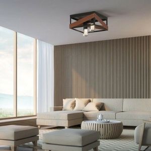 Lampada da Soffitto Geometrica in Ferro Stile Rustico Moderno, Luce Bianca Calda Regolabile per Sala da Pranzo - Product Image 2