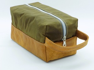 Custom Logo Vintage Waxed Canvas Leather Toiletry Bag <b>Mens</b> Shaving Dopp Kit Travel Cosmetic Organizer <b>Pouch</b> Case LCTB-0090 - Product Image 2