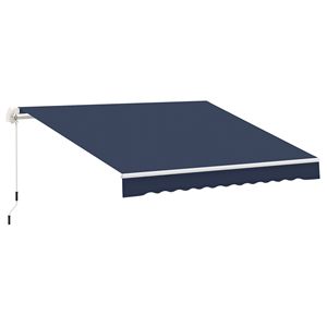 Tenda Parasole Manuale 8FT X 10FT con Manovella, Protezione UV, per Patio, Terrazza e Giardino, Facile da Aprire - Blu - Product Image 1