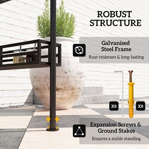 Gazebo per Barbecue da Esterno 8 X 5 Grigio Scuro con Tetto a 2 Livelli, 2 Ripiani Laterali, Cestini Portaoggetti e Gancio per Soffitto - Product Image 6