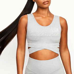 Women's Seamless Sports Bra Scoop Neck Spaghetti Strap Solid Color Cut-Out Yoga Workout Wear Medium Support Breathable - Product Image 2