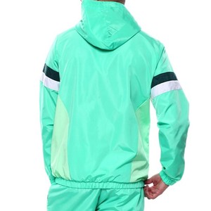 Ensemble de survêtement pour homme, couleur vert menthe, avec blocs de couleur, à capuche, fermeture éclair intégrale, en polyester léger, style streetwear et sportswear, pour le printemps et les tenues décontractées - Product Image 4