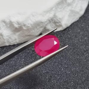 Rubis naturel rouge sang, taille ovale, forme œuf, rubis facetté avec inclusions, plusieurs tailles C65R pour la vente en gros de bijoux - Product Image 1
