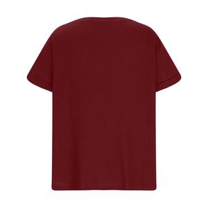 Camiseta de Punto Tipo Waffle para Mujer, Cuello en V, Manga Corta, Corte Holgado, Color Sólido, con Bolsillo, Transpirable, para Todas las Temporadas - Product Image 4