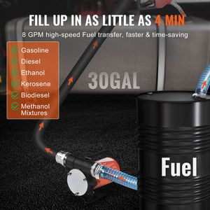 Portable Electric <b>12V</b> <b>DC</b> 8 GPM 1/6 HP Fuel Transfer Pump with Auto Shut Fuel Nozzle Long Inlet for Diesel Transfer - Product Image 3