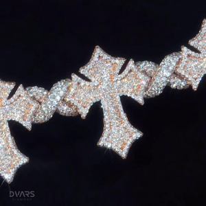 Bracelets Dvars Diamond DBM-10 Iced Cross Link en Moissanite VVS1, plaqué or 18 carats, bijoux Hip Hop en argent sterling 925, motif Infini - Product Image 5