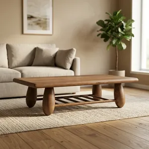 Mesa de Centro Moderna de Madera Sólida Rectangular para Sala de Estar, Entrada, Dormitorio, Comedor, Hogar, Hotel - Product Image 4
