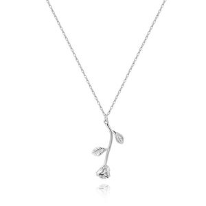 ZAWO HOUSE Collier pendentif fleur rose en argent sterling 925 plaqué or 14 carats, unisexe, romantique, bijoux de luxe pour fiançailles, cadeau de fête - Product Image 3