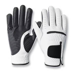 Guantes de golf de cuero genuino blanco, transpirables, con cierre de gancho y bucle, guantes de golf deportivos unisex - Product Image 1
