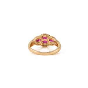 Bague Vintage en Or Jaune Massif 14K avec Rubis et Diamants Authentiques, Bijou de Mariage et de Fête, Vente en Gros Fabricant - Product Image 5