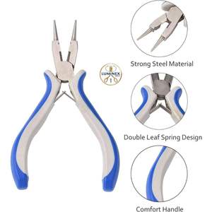 Pince à bec rond de 5 pouces, outil de fabrication de bijoux bleu, mini pince en acier au carbone, pince à boucler les fils, 1 pièce - Product Image 3