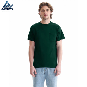 T-shirt personnalisé OEM vert foncé pour homme, coupe classique, en coton, manches courtes, uni, streetwear décontracté - Product Image 1