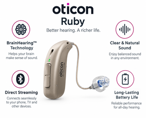 Audífonos Recargables Oticon Ruby 2 Mini RITE 2026 de Última Generación para Pérdida Auditiva de Moderada a Severa (2 Audífonos, 1 Cargador) - Product Image 3