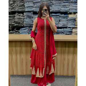 Conjuntos de traje de mujer de diseñador Top con corte elegante Plazzo Dupatta - Product Image 1