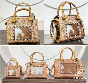 2026 Handcrafted <b>Tooled</b> Cowhide Leather Crossbody <b>Small</b> Handbags New Women Stylish Daily Carry Fashionable Travel Duffel Bags - Product Image 1