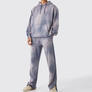 Ensemble de survêtement pour homme avec sweat-shirt à capuche tie-dye, pantalon de jogging décontracté long avec poches latérales, coton respirant, vêtements d'automne - Product Image 1