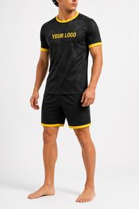 Ensemble de maillots de football personnalisés sublimés pour hommes, noir et jaune, imprimé géométrique, respirant, coupe athlétique, manches courtes, col rond - Product Image 6