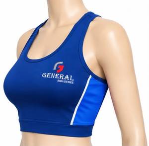 Top Deportivo de Tirantes para Mujer, Estilo Vintage, Color Azul, Cuello Redondo, Bloques de Color, Transpirable, 100% Poliéster, Marca General Industries - Product Image 3