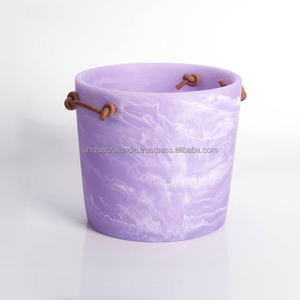 Premium Quality Eco-Friendly Resin Ice <b>Bucket</b> 16-20L Brown Newest Design Leather Rope Handles Unique Craft India Overseas Indoor - Product Image 4