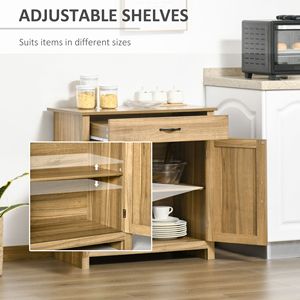 Credenza Villa Oak con anta scorrevole effetto legno naturale e mobile contenitore per cucina, soggiorno e ingresso - Product Image 5