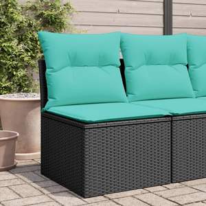 Sofá Individual de Jardín en Ratán Sintético Negro con Acero con Recubrimiento en Polvo, Muebles de Exterior Duraderos y Elegantes - Product Image 1