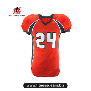 ชุดเสื้อและกางเกงฟุตบอลอเมริกัน JUST FITNESS GEARS แบบยูนิเซ็กซ์ คอวี ระบายเหงื่อได้ดี สีแดง เบอร์ 24 ไซส์พลัส สำหรับฤดูหนาว - Product Image 3