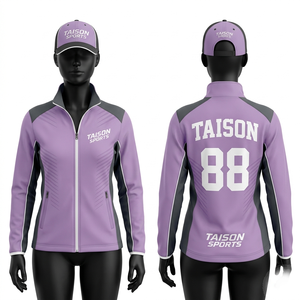 เสื้อแจ็คเก็ตฝึกซ้อมซอฟต์บอล พรีเมียม 240 GSM โพลีเอสเตอร์ สีแดง ดำ ขาว ดีไซน์แผงสี พร้อมโลโก้แบบรีดร้อนตามสั่ง - Product Image 2