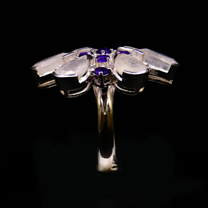 Bague Classique pour Femme en Argent Sterling 925 Plaqué Argent avec Pierre Gemme Pierre de Lune Arc-en-ciel Blanche et Améthyste, pour Mariage - Product Image 3