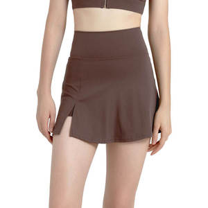 Women High <b>Waist</b> Solid Color Sporty Shorts <b>Skirt</b> <b>Elastic</b> <b>Waist</b> Quick Dry Knitted Polyester Spandex Athletic Fitness Wear - Product Image 1