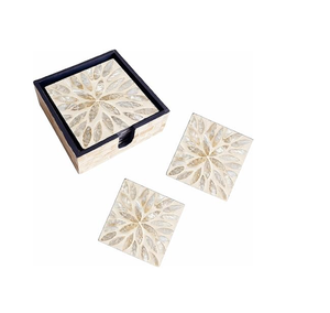Sous-verres décoratifs en nacre, style côtier, accessoire de table, lot de 4 sous-verres en nacre - Product Image 4