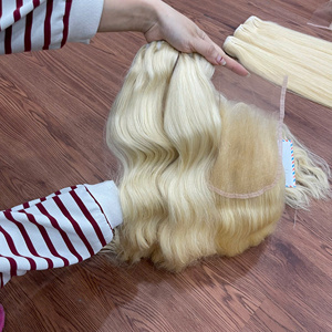¡MÁS VENDIDO! Extensiones de cabello humano vietnamita 100% natural, color rubio, precio al por mayor, cabello virgen, extensiones de cabello en trama con ondas naturales. - Product Image 4