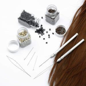 Professional Stainless Steel Hair Extension Loop <b>Needle</b> Pulling Hook and Threader Wire <b>Beads</b> Device Tool Micro Links Hair Kit - Product Image 3
