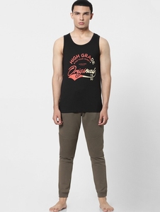 Camiseta sin mangas de algodón negra para hombre, diseño original de alta calidad, cuello redondo, informal, transpirable, con logotipo frontal - Product Image 2
