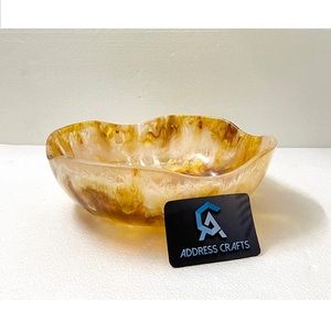 Cadeau de Noël 2026 : Bol à fruits en résine artisanale, finition brillante, bol à salade en résine, vaisselle, bol de service en résine à motif marbré - Product Image 1