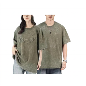Camiseta de Manga Corta Oversize para Hombre, con Logotipo de Ala en Relieve, Color Verde Oliva, Algodón, Cuello Redondo, Corte Jersey, Casual - Product Image 1