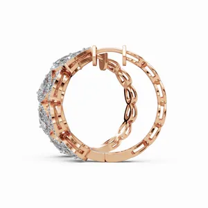 Pendientes de Aro con Diamantes Redondos y en Forma de Pera, Creados en Laboratorio, con Certificación IGI y Claridad VVS, 112 Piedras de Diamantes para Mujer - Product Image 2