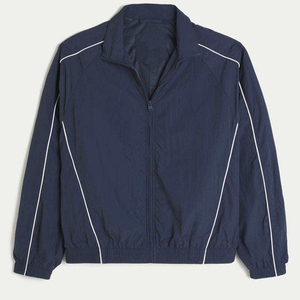 เสื้อแจ็คเก็ตกันลมผู้ชายแบบมีซิป สั่งทำโลโก้ได้ ผลิตจากไนลอนและโพลีเอสเตอร์ เหมาะสำหรับวิ่งและเล่นกีฬา ขายส่งจำนวนมาก - Product Image 1