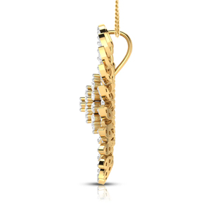 Collar con Colgante de Flor Radiante Chapado en Oro de 18K, Medallón Espiral 3D, Diamantes Premium y Hoja con Racimo de Diamantes, Joyería Fina - Product Image 3