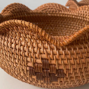 Cheap Price Natural Rattan Round Fruit Basket, Elegant Retro Style, Used For Storing Sundries On Coffee <b>Tables</b> And Desks - Product Image 2