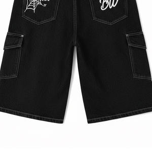 <b>Men</b> Casual Street Style Printed Baggy Denim Graphic Logo <b>Jean</b> Jorts Shorts Custom - Product Image 6