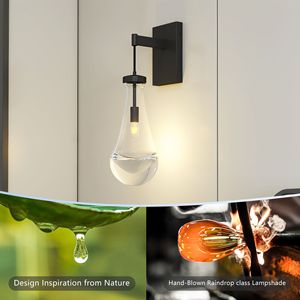 Modern Black Wall <b>Sconces</b> Clear Glass Wall Mounted <b>Light</b> Lamp for Bathroom Wall Lamps - Product Image 3