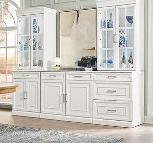 ตู้เก็บของครัวไม้มะฮอกกานีแบบคลาสสิกเรียบง่าย สีขาว พร้อมบานกระจก สำหรับห้องรับประทานอาหารและห้องนั่งเล่น - Product Image 1