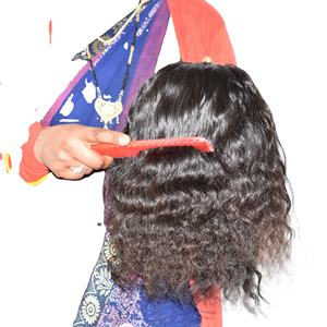 Extensions de cheveux humains 100% naturels, couleur noire, provenant de temples indiens, bouclés, double trame, non traités chimiquement, matière première vierge. - Product Image 1