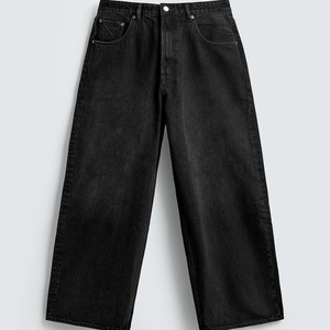 Pantalones de mezclilla vintage para hombre con efecto lavado y detalles de cuero, corte ajustado casual - Product Image 6