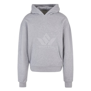 Men's Oversized Cotton Fleece Pullover Hoodie Solid Color Long Sleeve Kangaroo Pocket Casual Streetwear Autumn Winter Sweatshirt - Product Image 6