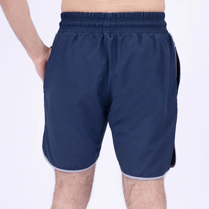 Pantalones Cortos Deportivos de Secado Rápido para Hombre, Color Azul Marino, Cintura Elástica, Color Sólido, Tejido de Tela, Estilo Casual con Bolsillos - Product Image 1