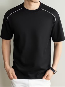 Nueva Camiseta de Verano para Hombre, Estilo Casual de Negocios, Corte Regular, Cuello Redondo, Manga Corta, con Patrón, Tejido Sólido de 180 Gramos - Product Image 4