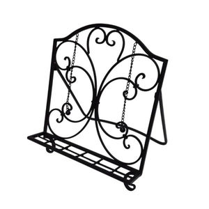 Support de livre en fer forgé noir fini pour la décoration de la maison, du bureau ou du salon - Product Image 2