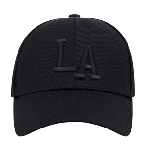 Black 6-Panel Baseball <b>Cap</b> With Embroidered LA Logo Front Panel Unisex Adjustable Fit Twill Fabric Casual Style - Product Image 4